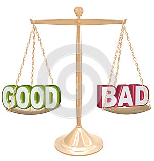 Good vs Bad Words on Scale Weighing Positives vs Negatives photo