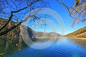 Good weather day with blue sky at the Achensee Lake during winter in Tirol, Austria