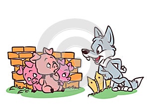 Good Wolf Three Little Pigs Tale cartoon