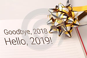 Goodbye 2018 welcome 2019 with decoration