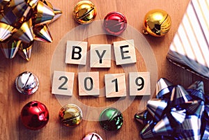 Goodbye 2019 with colorful decoration