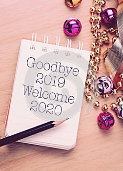 Goodbye 2019 and welcome 2020 with colorful decoration