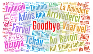 Goodbye in different languages word cloud