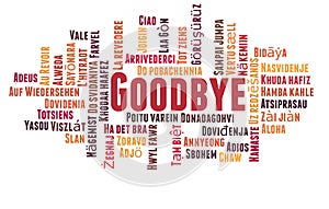 Goodbye in different languages word cloud concept