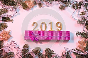 Goodbye outgoing year jewelry gift box fir tree