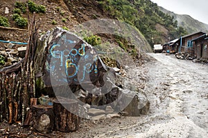 Goodbye Sign Painted on Rock