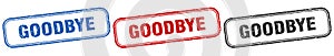 goodbye square isolated sign set. goodbye stamp.