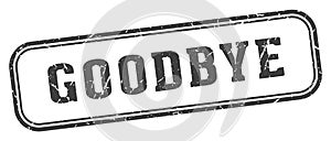 goodbye stamp. goodbye rectangular stamp on white background
