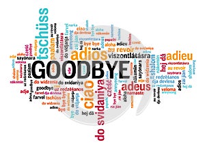 Goodbye text sign photo