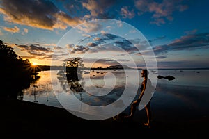Man watching sunset on Mot Island Phuquoc photo