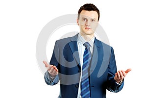 Goodlooking young businessman explaining something