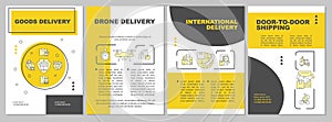 Goods delivery yellow brochure template.