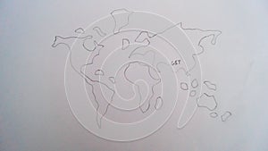Goods And Services Tax on an world map outline on a plain white background