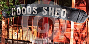 Goods Shed Sign On Vintage Train Carriage