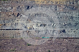 Goods train on the iron ore opencast mine