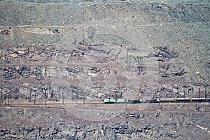 Goods train on the iron ore opencast mine