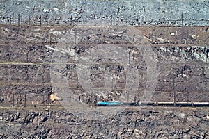 Goods train on the iron ore opencast mine