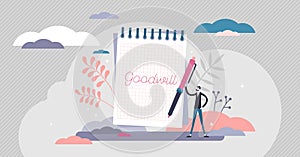 Goodwill concept, flat tiny person vector illustration