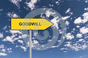 goodwill traffic sign on blue sky