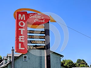 The Schitt`s Creek Motel sign as featured in the Schitt`s Creek television series.