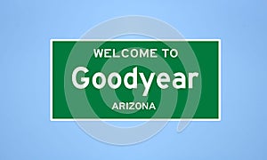 Goodyear, Arizona city limit sign. Town sign from the USA.