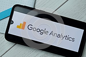 Google Analytics dev app on Smartphone screen. Analytics is a freeware web browser developed by Google LLC. BEKASI, WEST JAVA,