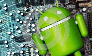 Google Android figure and digital background