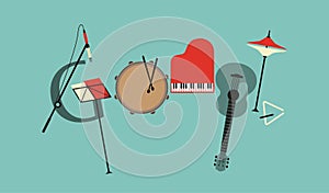 Google doodle musical instruments vector icon photo