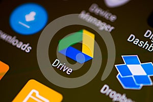 Google Drive application thumbnail logo on an android smartphone