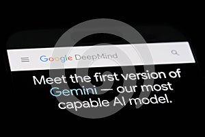 Google Gemini AI model logo on DeepMind website