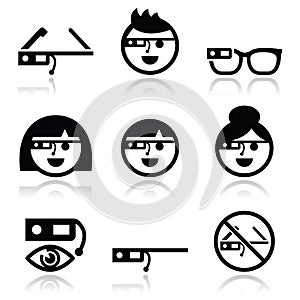 Google glass icons set