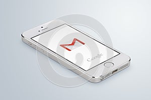 Google Gmail app logo on the white Apple iPhone 5s display