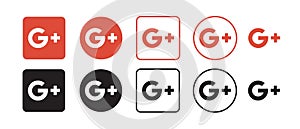 Google plus vector logo icon set. Vector illustration