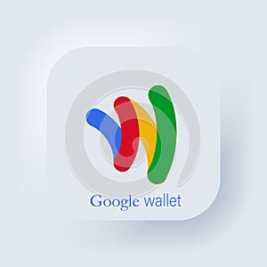 Google wallet icon. Google wallet logo. Official logotypes of Google Apps. Vector. Neumorphic UI UX white user interface.