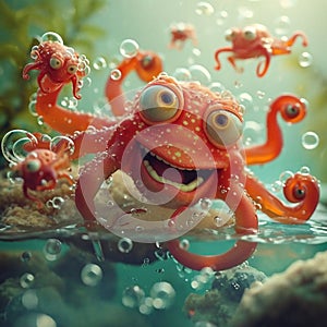 Googly-Eyed Octopus in Water