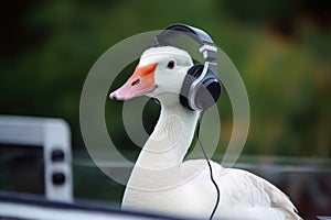 A goose as a Discjockey created with generative AI technology