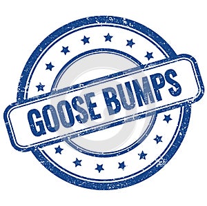 GOOSE BUMPS text on blue grungy round rubber stamp