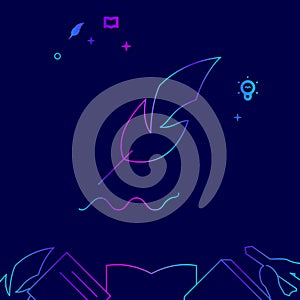 Goose Feather, Quill Pen Vector Line Icon, Illustration on a Dark Blue Background. Related Bottom Border