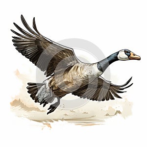 Goose In Flight: Painted Illustration Inspired By Travis Charest