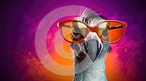 Goose with glasses on a vibrant colored background - hipster poster
