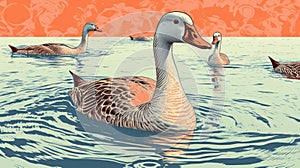 Goose Image With Risograph Gr 1700 Texture