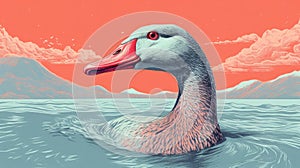 Goose Image With Risograph Gr 1700 Texture