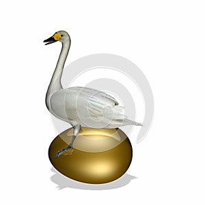 Goose sitting on Golden Egg photo