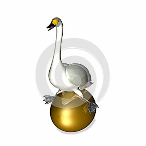 Goose sitting on Golden Egg