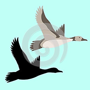 Goose vector illustration flat style black silhouette