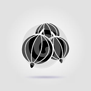 Gooseberries black icon isolated on a gray background with soft shadow