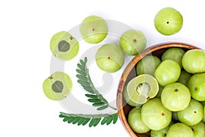 Gooseberry or amla fruits  isolated.