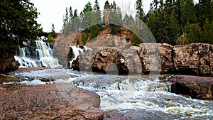 Gooseberry falls state park in Minnesota late autumn near Lake Superior.