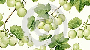 Gooseberry Pattern In Watercolour Style: Loretta Lux Inspired Fruit Seamless Design