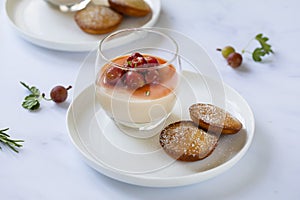 Gooseberry posset and almond cakes